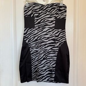 Zebra Print Strapless Mini Dress